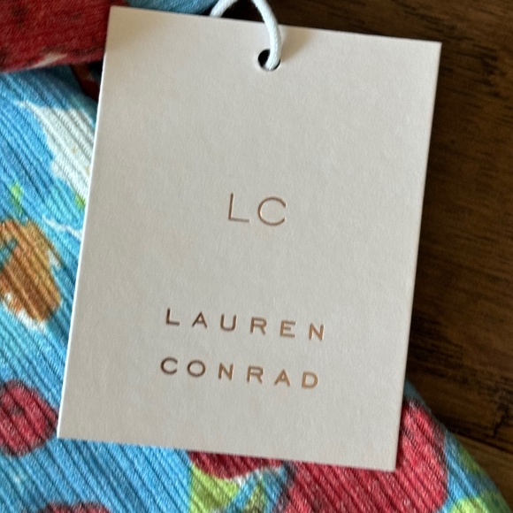 Lauren Conrad Blue Red Floral Short Sleeve Top Casual Women's Size Extra… - Picture 8 of 12